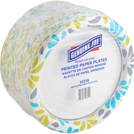 GENUINE JOE Printed Paper Plates 10" Diameter Plate Paper Plate, PK125 10319